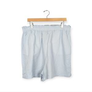 NWT Blank NYC Light Blue Linen Blend Smocked Waist Pull On Shorts Size XL